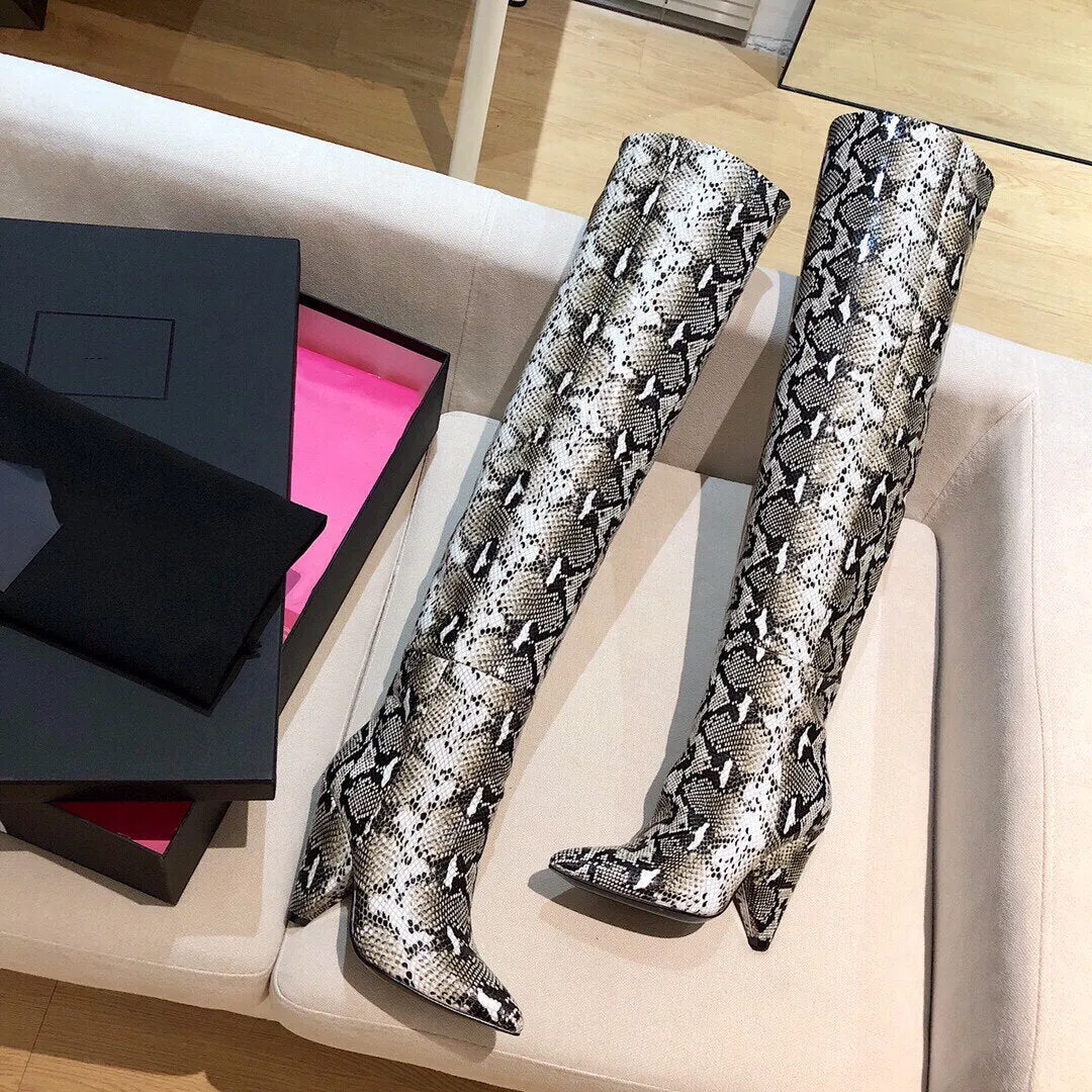 Woman Slouch Boots Pointed-Toes Spike Heels Boots