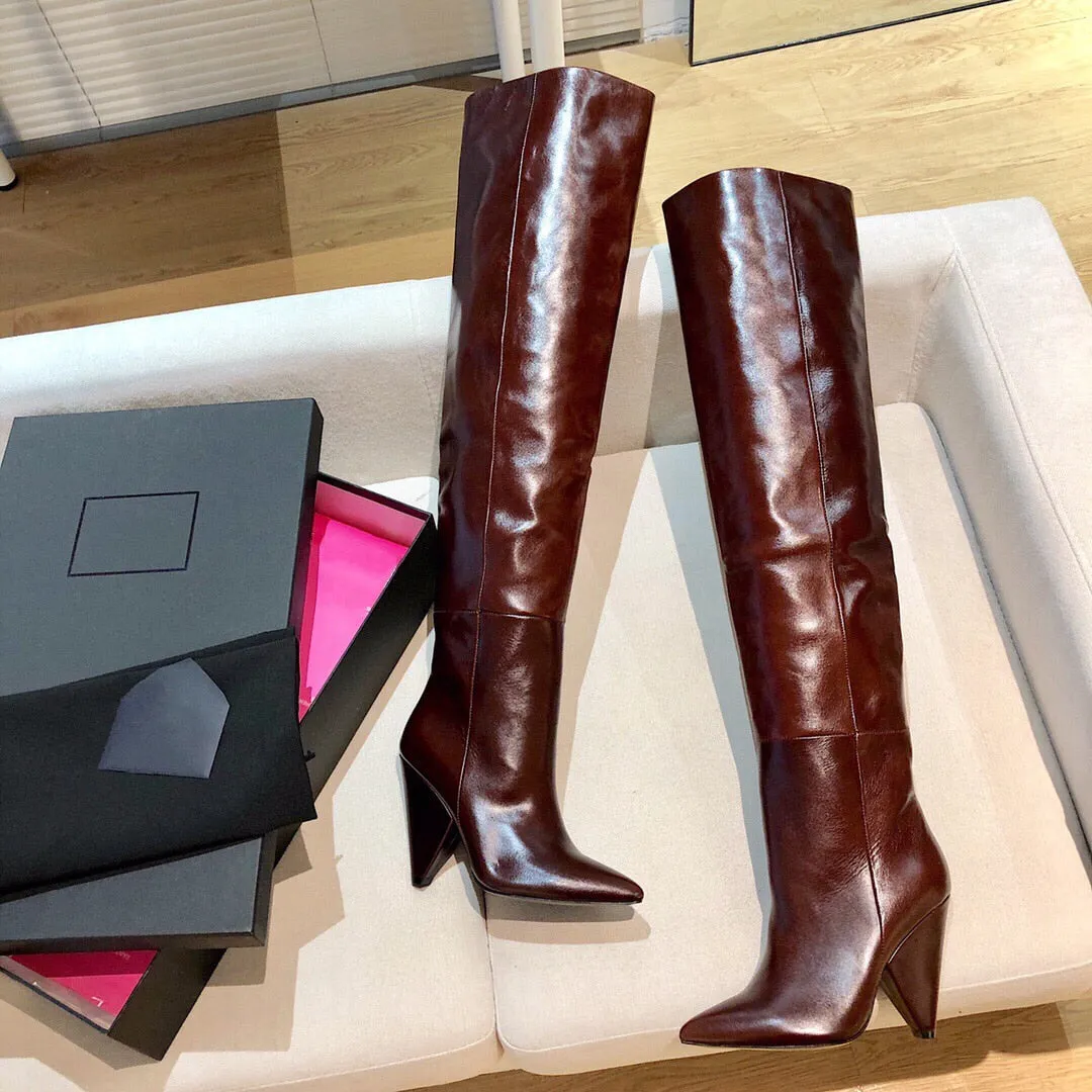 Woman Slouch Boots Pointed-Toes Spike Heels Boots