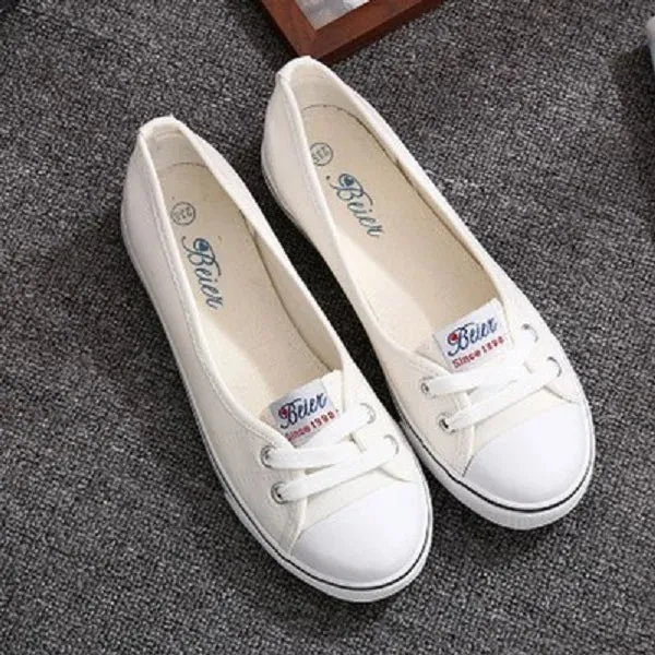 Women Casual Flats Lace up Shallow Shoes Autumn 2021 Fashion Comfortable Female Canvas Loafers Vulcanized Shoes Ladies Footwear
