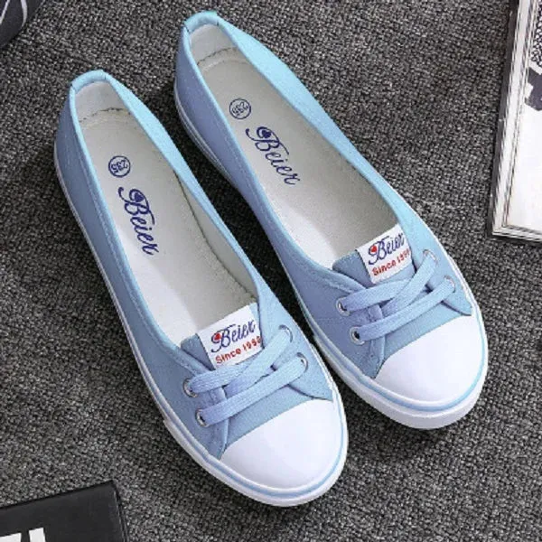 Women Casual Flats Lace up Shallow Shoes Autumn 2021 Fashion Comfortable Female Canvas Loafers Vulcanized Shoes Ladies Footwear