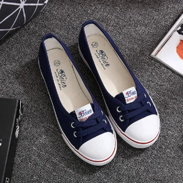Women Casual Flats Lace up Shallow Shoes Autumn 2021 Fashion Comfortable Female Canvas Loafers Vulcanized Shoes Ladies Footwear