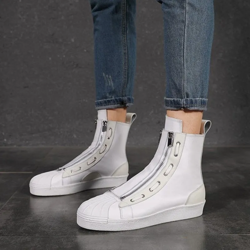 Women Casual Genuine Leather Cowhide White Boots