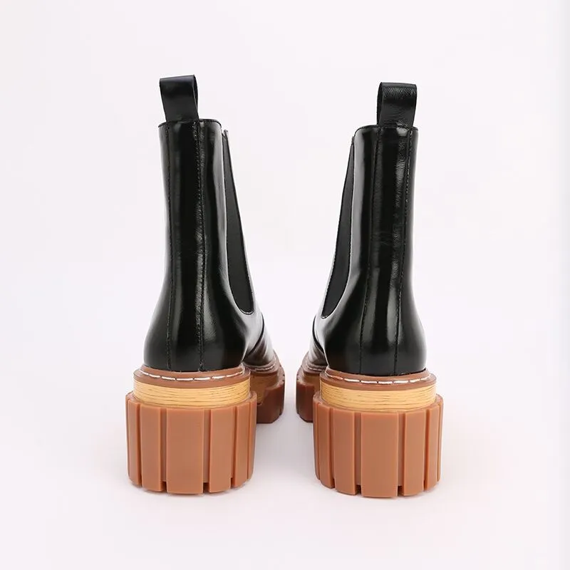 Women Genuine Cow Leather Ankle Boots