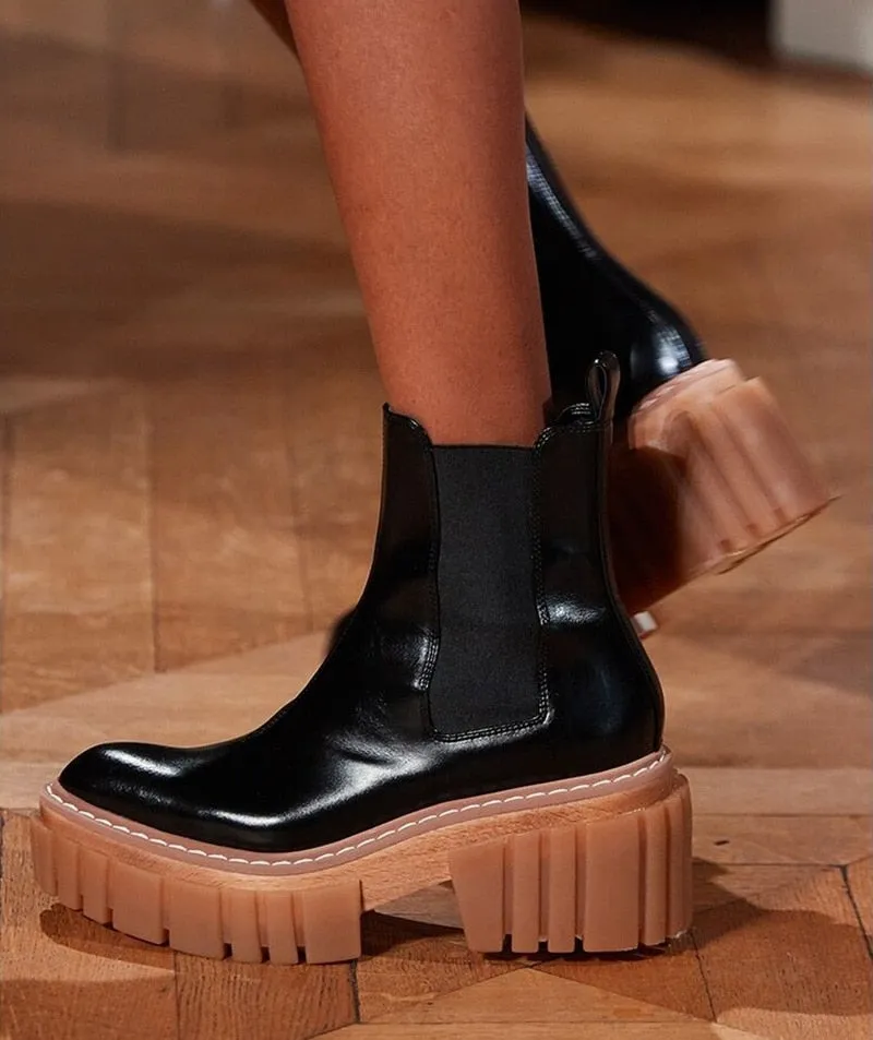 Women Genuine Cow Leather Ankle Boots