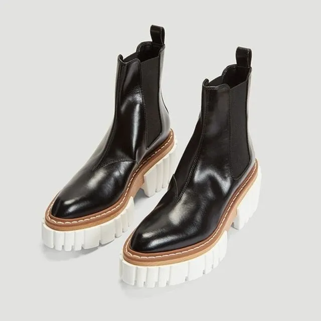 Women Genuine Cow Leather Ankle Boots