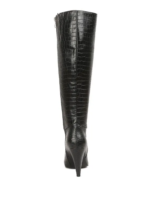 Women's Calf Croco Heel Boots