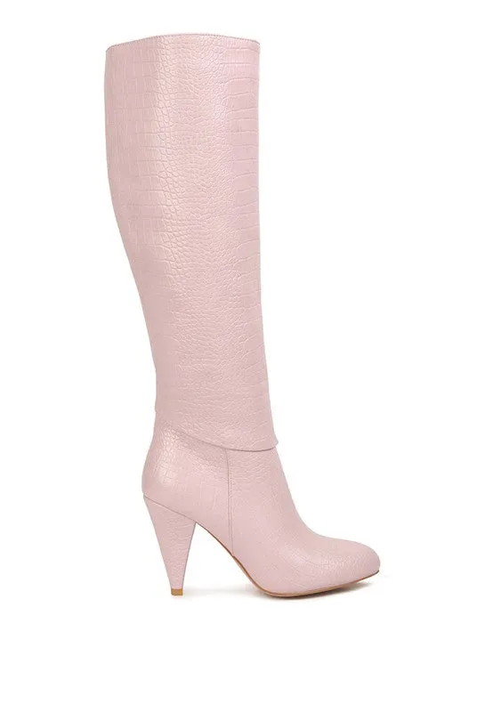 Women's Calf Croco Heel Boots