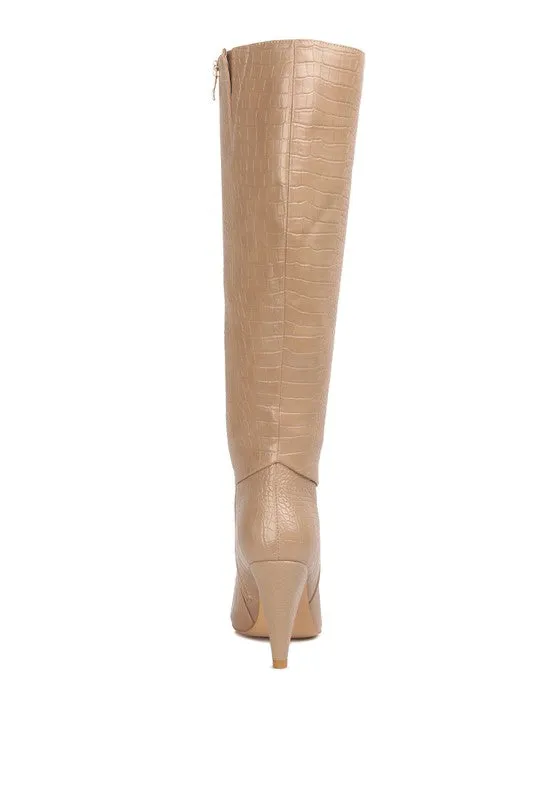 Women's Calf Croco Heel Boots