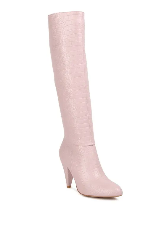 Women's Calf Croco Heel Boots