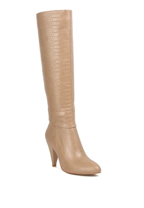 Women's Calf Croco Heel Boots