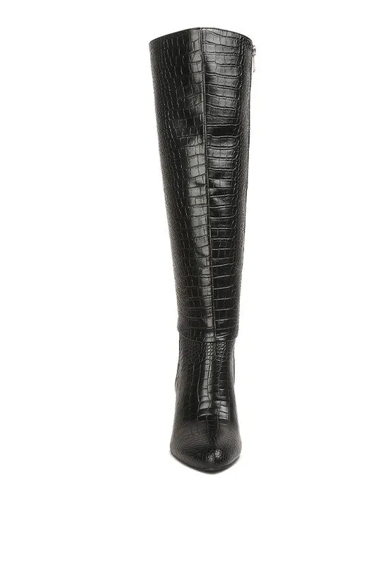 Women's Calf Croco Heel Boots