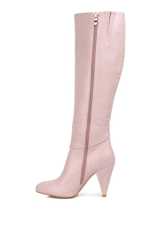 Women's Calf Croco Heel Boots