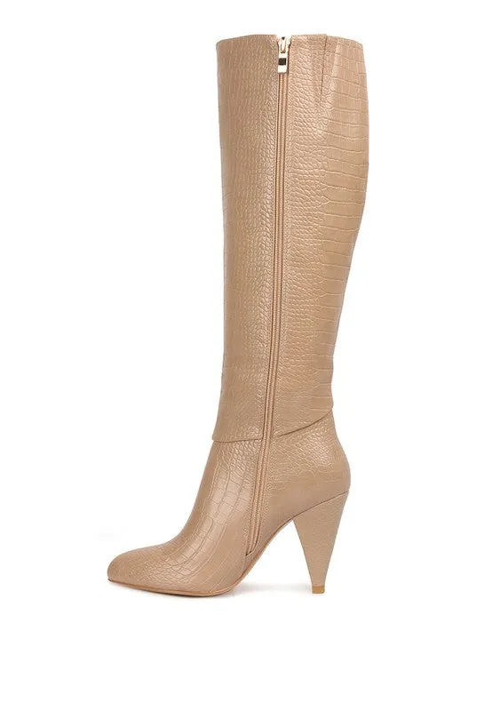 Women's Calf Croco Heel Boots