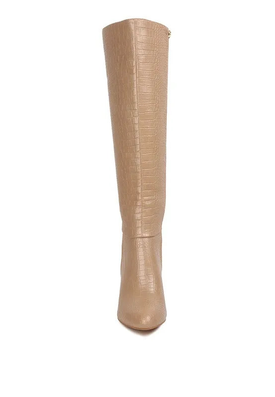 Women's Calf Croco Heel Boots