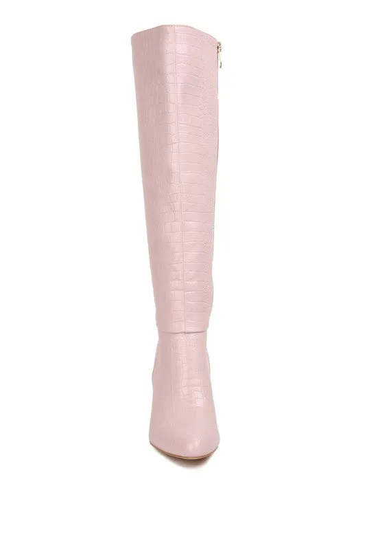 Women's Calf Croco Heel Boots