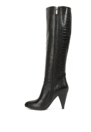 Women's Calf Croco Heel Boots