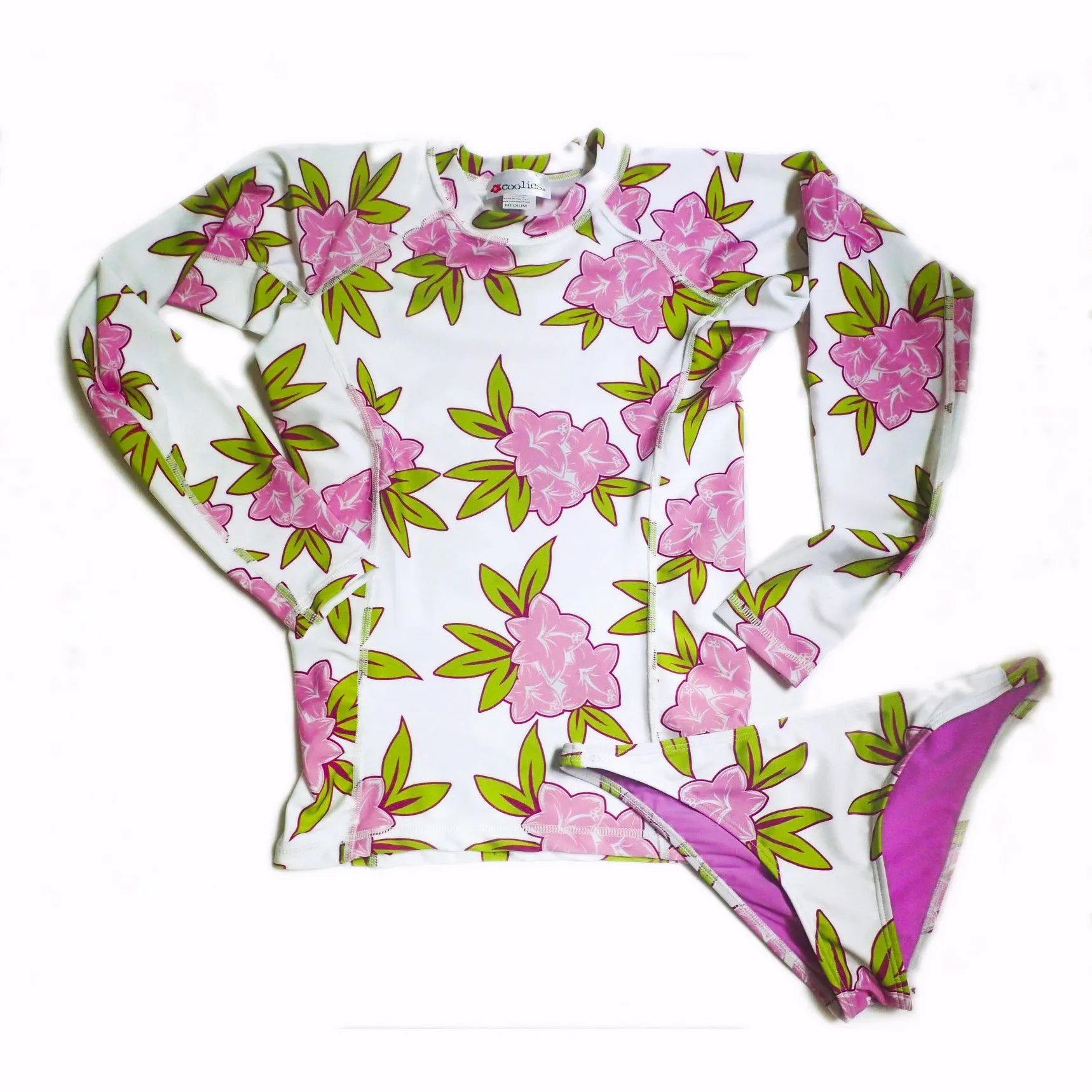 Womens Long Sleeve All-Over Print Rashguard and Bikini Set - Maeva