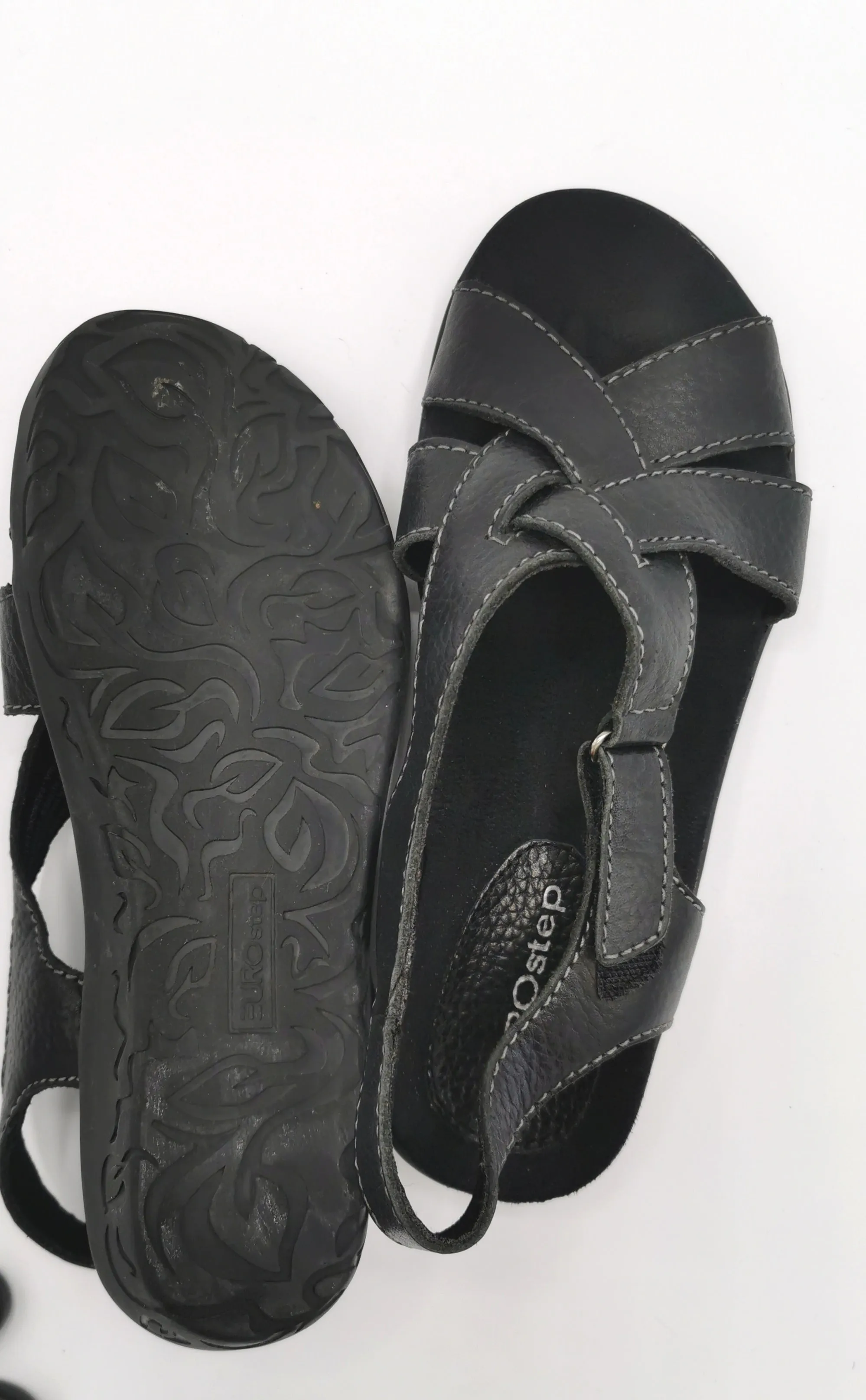 WOMENS SIZE 6.5M - EUROstep, Black Leather Sandals, Selma EUC B9