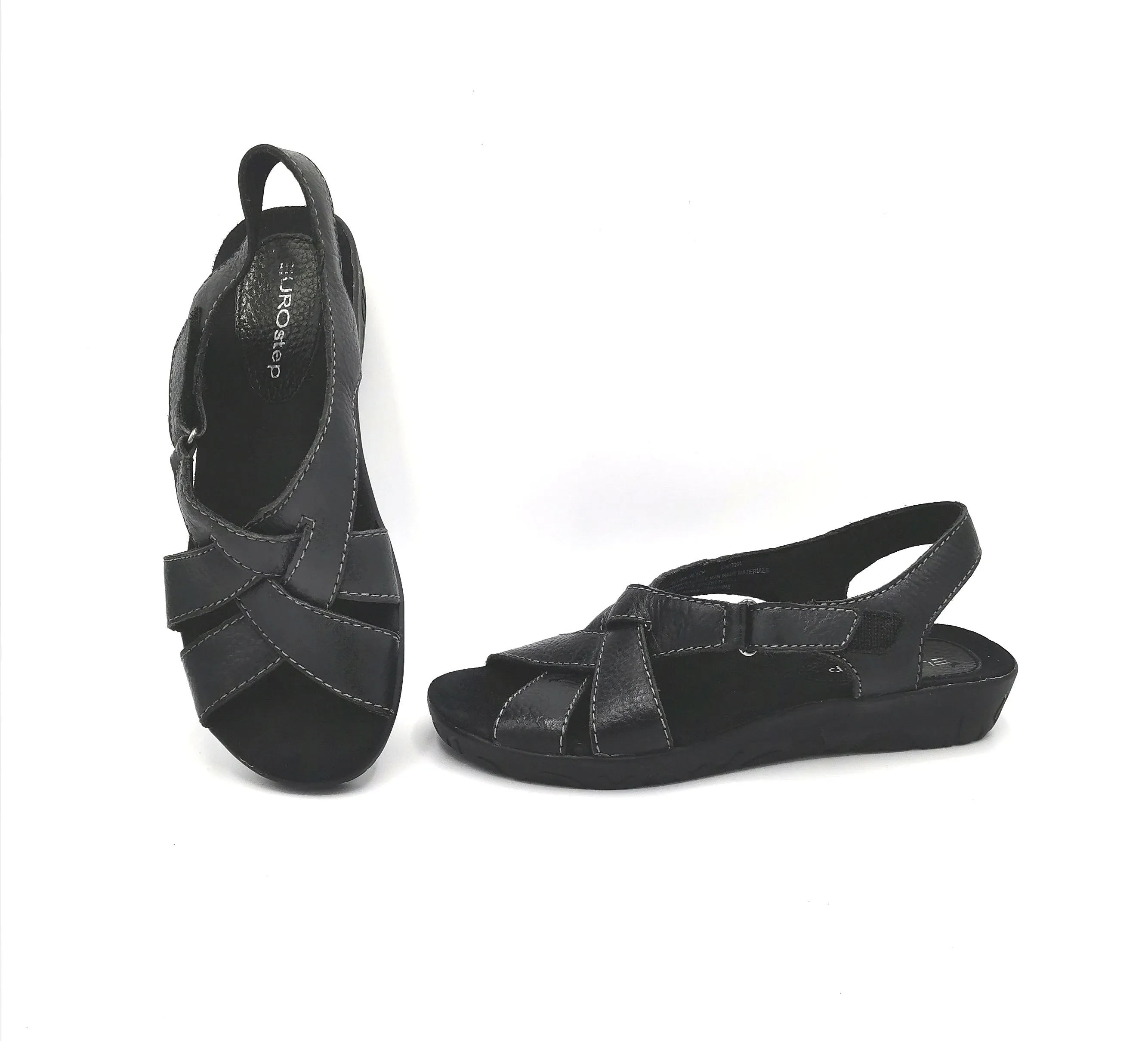 WOMENS SIZE 6.5M - EUROstep, Black Leather Sandals, Selma EUC B9