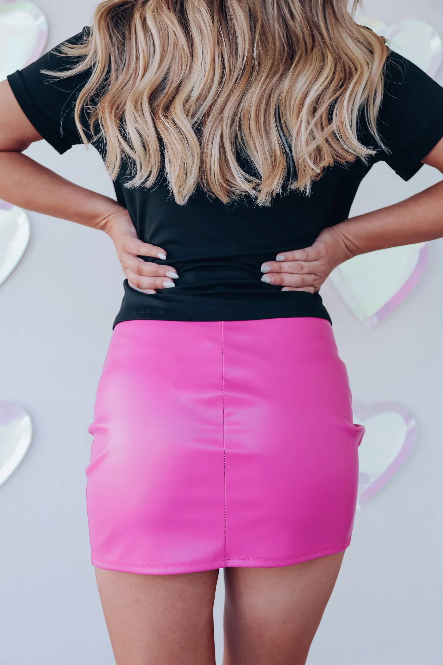 Work It Faux Leather Mini Skirt - Pink