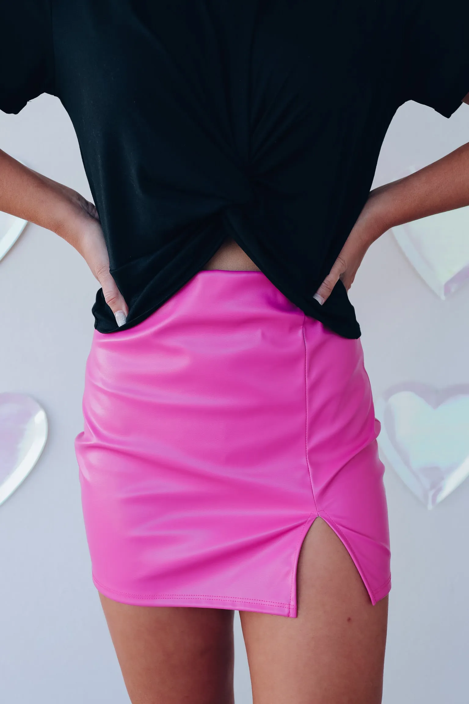 Work It Faux Leather Mini Skirt - Pink