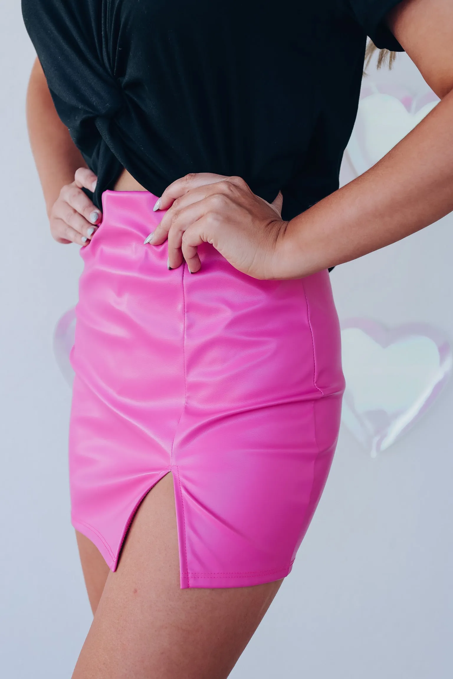 Work It Faux Leather Mini Skirt - Pink