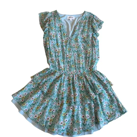 Yumi Kim Bedford Park Blue Chelsea Dress Size L Chiffon Mini Dress