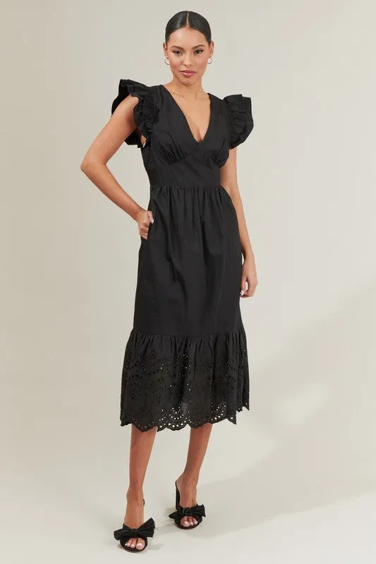 Zayla Poplin Eyelet Midi Dress