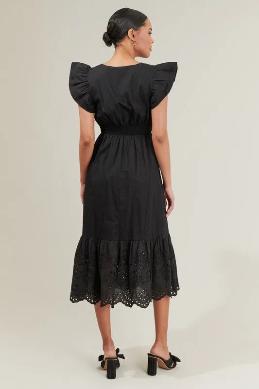 Zayla Poplin Eyelet Midi Dress