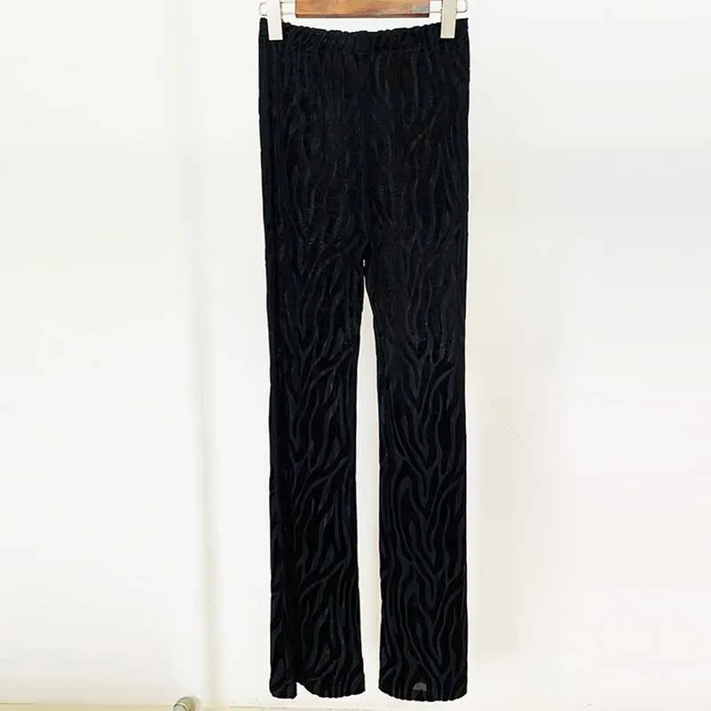 Zebra Velvet Black Bodysuit with flared trousers in black
